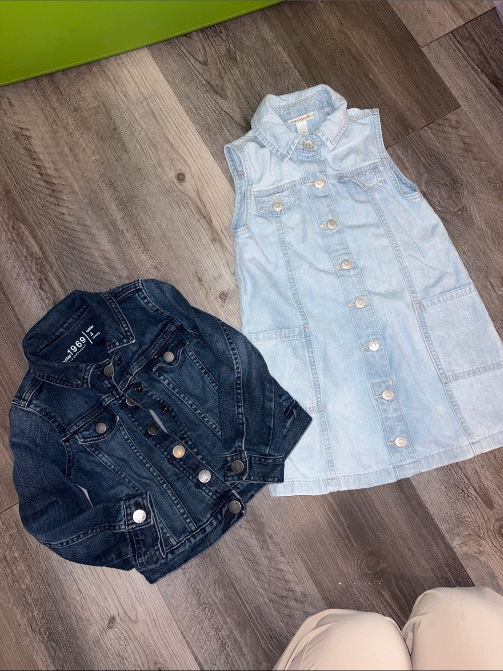 GAP Light Blue Sleeveless Denim Dress with Dark Blue Jean Jacket